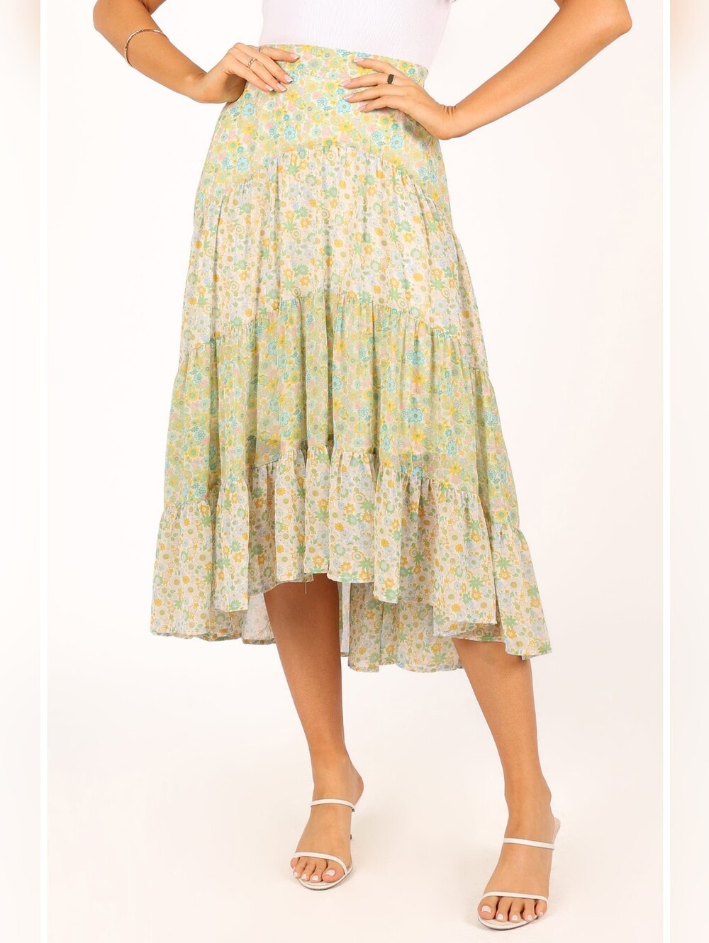 Webster Tiered High-Low Midi Skirt